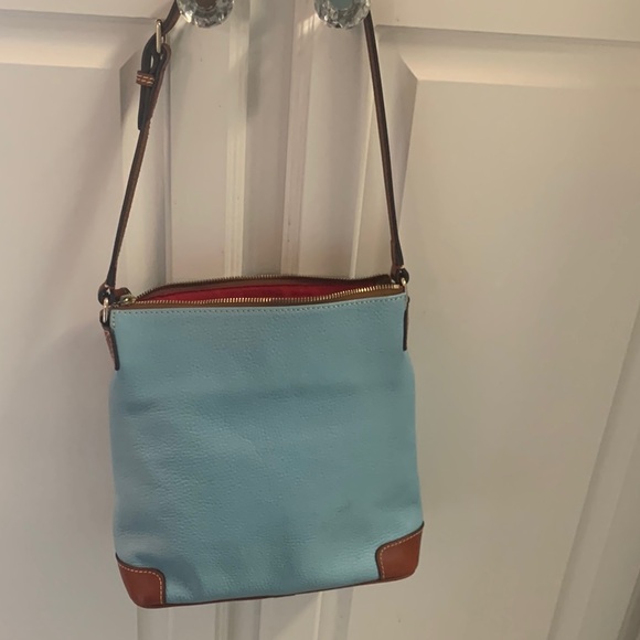Dooney & Bourke Blue Pebbled Leather with Brown Trim - Picture 15 of 16